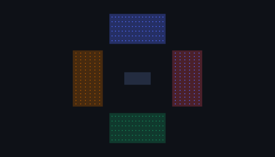 Boxing Arena seating chart template — 384 seats