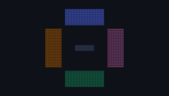 Hockey Arena seating chart template — 1,344 seats