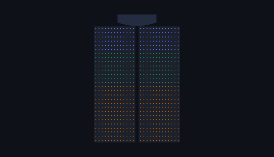 Straight-Row Theatre seating chart template — 728 seats